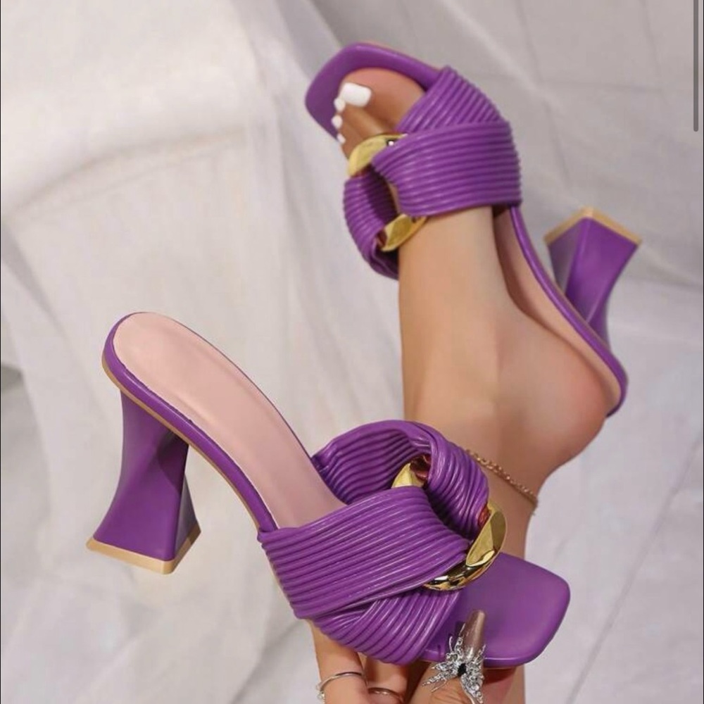 SHEIN Purple and Gold Heels